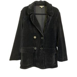 Max Studio London Black Corduroy Double Breasted Jacket Blazer Size S NWT